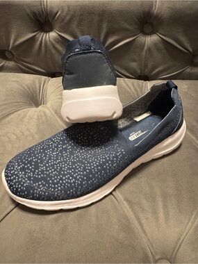 Navy Knit Slip-On Sneakers with White Sole